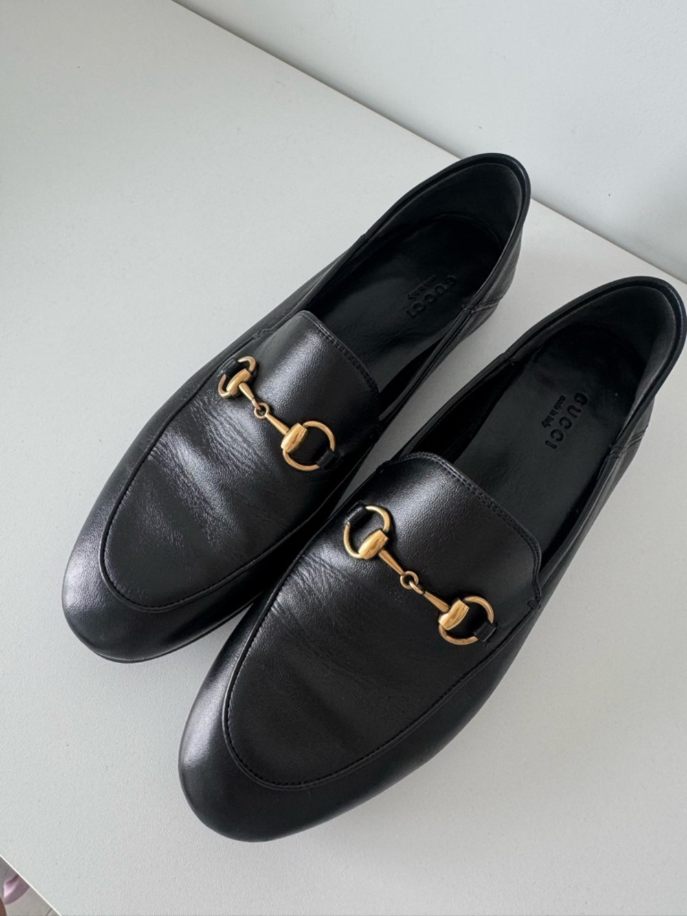 Gucci Black Leather Horsebit Slip-On Loafers